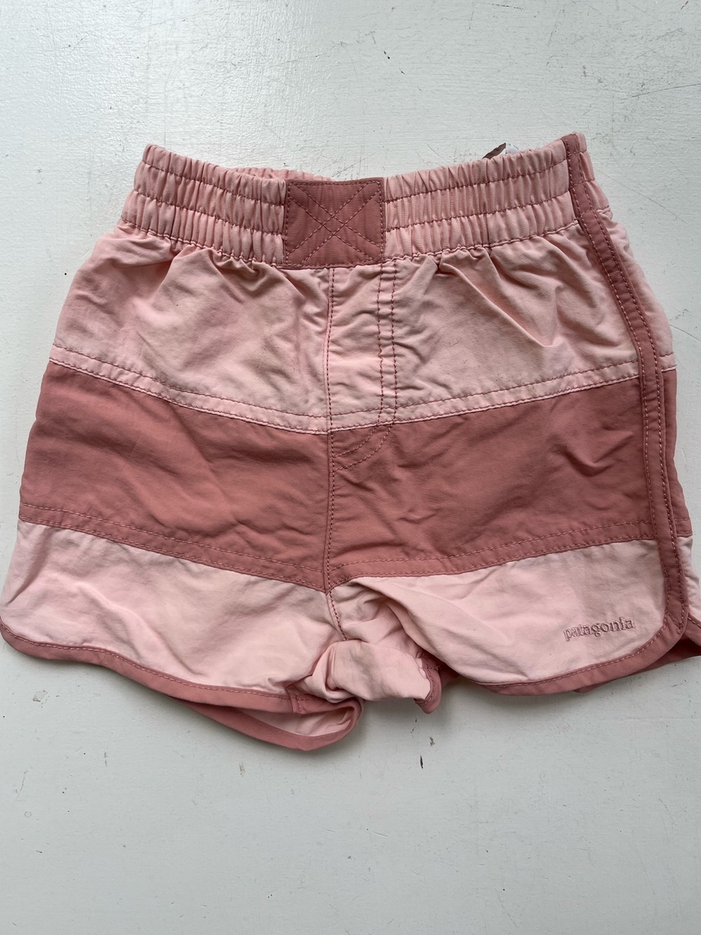 Patagonia Girl’s Pink Colorblock Elastic-Waist Boardshorts Baggies Swim Shorts